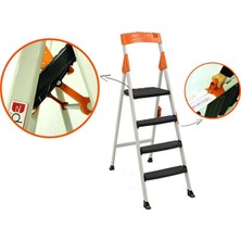 Devecioğlu Harbinger Merdiven 3+1 Beyaz Renkli Ergonomik Tasarım Kaymaz Basamaklarla