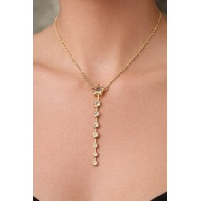 14K Gold Renk Kaplama Xuping Yıldız Taşlı Y Kolye