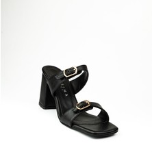 Massima 615 Siyah Topuklu Abiye Kadın Terlik