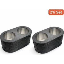 Mottopi 2 Adet Çift Kadeh Ehlikeyf Kilim Motifli, Termojelli Paslanmaz Çelik, Donarak Soğutan-Siyah