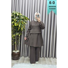 Elmas Tesettür Kadın Giyim Büyük Beden Kuş Gözü Modeli Çilek Kumaş Ikili Takım