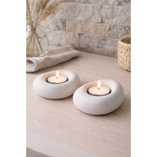 Dtm Home  Ring 2’li Dekoratif Mumluk Seti –  Modern Beyaz Tea Light Mumluk, Minimal Salon Aksesuarı