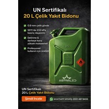 Astraled Çelik Dayanıklı Benzin Akaryakıt Mazot Taşıma Doldurma Depolama Bidon Bidonu 20 Lt