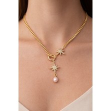 14K Gold Renk Kaplama Xuping Zirkon Taşlı Yıldız Kolye