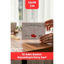 İstisna 10 Adet Kişiselleştirilmiş Baskılı Premium Para Zarfı Davetiye Zarfı Düğün Nişan Kına Gecesi
