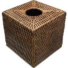 Baolgi Hasır Kare Kleenex Kutusu Kahverengi 14x14x14 cm