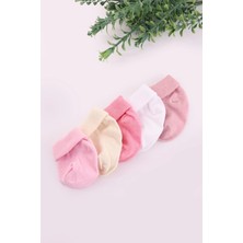 Kidello Pembe Organik Pamuk Kız Erkek Unisex 5'li Kutulu Premium Yeni Doğan Bebek Çorabı
