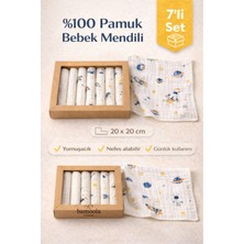 Bamoola %100 Pamuk 7'li Uzay Desenli Bebek Ağız Mendili Seti (20X20)