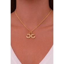 Zirkon Taşlı Gold Kolye