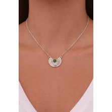 Zümrüt Taşlı Halka Kolye