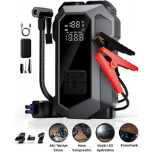 Metontech 4 In 1 Şarjlı Akü Takviye Cihazı | 16.000 Mah | Akım Koruma | Güçlü Seri | Lastik Şişirme, LED Fener