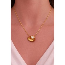 Minimal Taşlı Oval Kolye