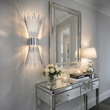 Nazik Aydınlatma Kirpi Krom Modern Pilli ve Elektrikli Günışığı Ledli 1 Adet Duvar Apliği 1 Adet Pilli Aplik