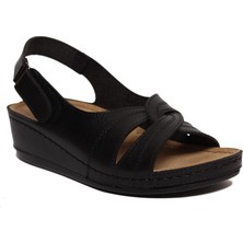 Roy Jones Kadın Anatomik Sandalet 1817 Siyah Renk ile Yumuşak Welsoft Tekstil Malzeme