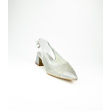 Babalı Miss Park Moda 1103 Alçak Topuklu Ayakkabı Gümüş