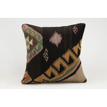 Kilim Wholesale El Yapımı Kilimden Yapılmış Vintage Kırlent Kılıfı, Yün, 40X40 cm