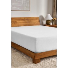 Cotton Box Nevresim Dünyası Pamuk Çift Kişilik Lastikli(Fitted)  Penye Çarşaf Beyaz