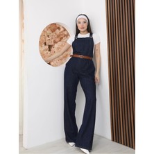 My Lunessa Kemerli Lacivert Denim Salopet Tulum