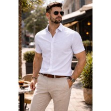 Colvis Man Erkek Kısakol Slim Fit Oxford Gömlek Pamuklu Yazlık Dar Kesim Modern Spor Şık Gömlek