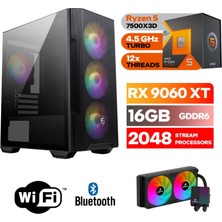 MSI Şafak-Gaming Pc Ddr5-Ryzen 5 7500X3D-RX 9060XT 16GB- 16 GB Ddr5 Ram-1 Tb Nvme 5000 4000-WİN11PRO-240MM Sıvı Sogutma