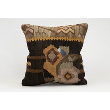 Kilim Wholesale El Yapımı Kilimden Yapılmış Vintage Kırlent Kılıfı, Yün, 40X40 cm