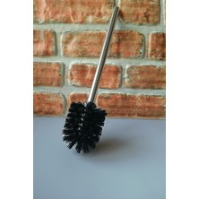 Elegancev Metal Saplı Tuvalet Fırçası -Klozet Fırçası-Siyah-33 cm