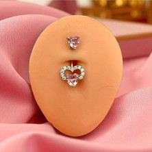 Lunays Paslanmaz Çelik 316 Kalp Göbek Piercing Gümüş Renk