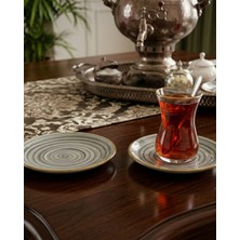 Madam İzmir Madam Izmir Winter 6'lı Çay Tabağı - Modern Spiral Desenli Şık Sunum Tabağı