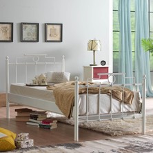 Unimet Hatkus Metal Karyola - Beyaz - Konik Geçme - Konfor Destekli Latalı - 90x190/90x200/120x200