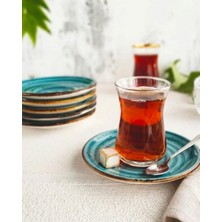 Madam İzmir Madam Izmir Winter 6'lı Çay Tabağı - Modern Spiral Desenli Şık Sunum Tabağı