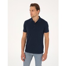 Pierre Cardin Erkek Lacivert Slim Fit %100 Pamuk Kıvrılmaz Düğmeli Polo Yaka Basic Tişört 50325323-VR033