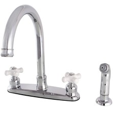 Kingston Brass FB7790PXSP Victorian 20 cm Centerset Mutfak Musluğu, Püskürtücülü