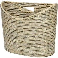 Baolgi Hasır Oval Sepet Dergilik Gri 37x23x31 cm