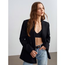 Dilvin 60789 Kruvaze Blazer Ceket-Siyah