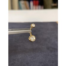 Rupen Kraft G23 Titanyum Göbek Piercingi %100 Titanyum Çift Taş Altın Titanyum Göbek Piercingi