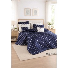 Mira Home Çift Kişilik Yıldız Desenli Nevresim Takımı Pamuklu Lacivert/beyaz