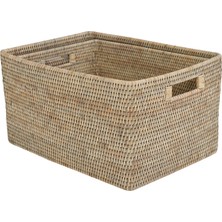 Baolgi 2'Li Hasır Saklama Sepeti Gri