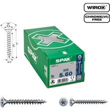 Spax Evrensel Vida 5 x 60MM 500 Adet Tam Dişli Havşa Başlı Yıldız Z1 Spax-S Versiyon Wırox Kaplama