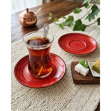 Madam İzmir Madam Izmir Winter 6'lı Çay Tabağı - Modern Spiral Desenli Şık Sunum Tabağı