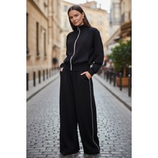 Mandala Tekstil Kadın Modal Kumaş Ceket Bol Paça Pantolon Ikili Takım