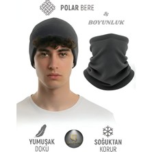 Extra 2li Termal Polar Soğuk Geçirmez Bere+Boyunluk Unisex Pamuklu Kışlık Ayarlanabilir Ip