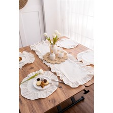 Morlay 5 Parça Fırfırlı Sofra Sunum Seti 4 Adet Amerikan Servisi Supla + 1 Adet Fırfırlı Runner - 40