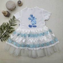 Diji Baby 1-2-3 Yaş Payetli Mickey Baskılı Brode Etekli Kız Bebek Elbisesi