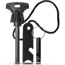 Selfbuysell Acil Durum Magnezyum Çubuk Çakmaktaşı Hayatta Kalma Ateş Başlatıcı Çakmak Kiti Düdük Hediyeli (5324)