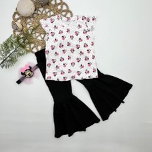 Diji Baby 1-2-3-4 Yaş Mickey Baskılı Bandanalı Tişört Ispanyol Paçalı Likralı 3lü Kız Çocuk Takımı