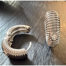 Gümüş Renk Taşlı Spiral Xuping Küpe