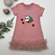 Diji Baby 1-2-3 Yaş Arıcık Nakışlı Eteği Fırfırlı Jile Kız Çocuk Elbisesi