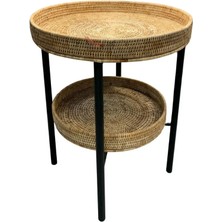 Baolgi Hasır Lola Yan Sehpa Naturel