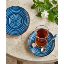 Madam İzmir Madam Izmir Winter 6'lı Çay Tabağı - Modern Spiral Desenli Şık Sunum Tabağı