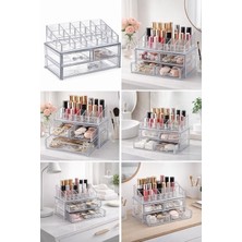 Bee Home Oje ve Ruj Organizeri 18 Bölmeli Şeffaf Makyaj Düzenleyici Çekmeceli Kozmetik Organizer